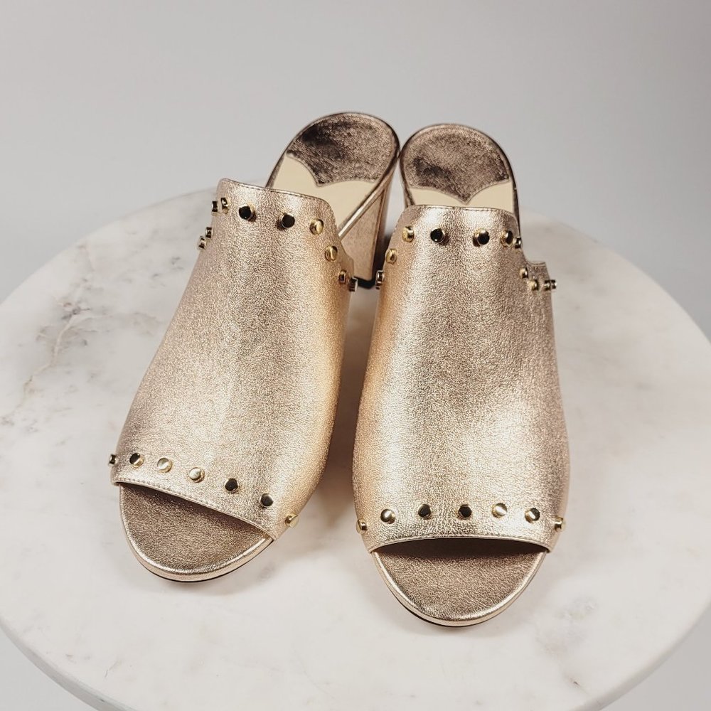 Jimmy Choo Rose Gold Leather Mules & Clogs